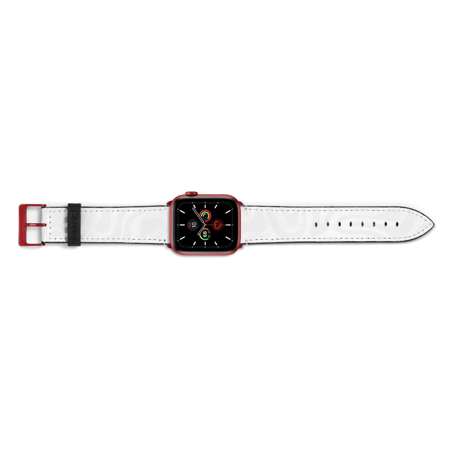 White Swirl Apple Watch Strap Landscape Image Red Hardware