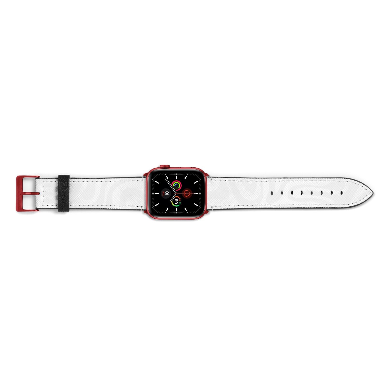 White Swirl Apple Watch Strap Landscape Image Red Hardware