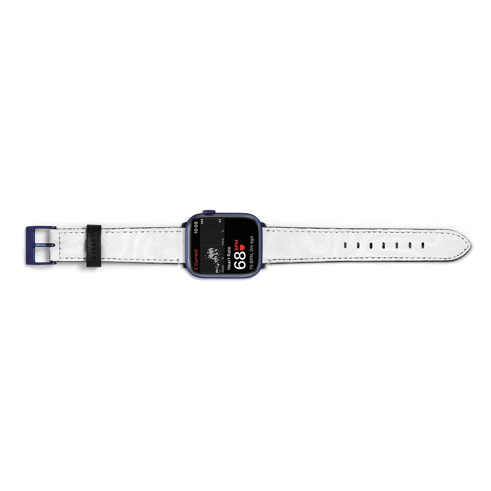 White Swirl Apple Watch Strap Size 38mm Landscape Image Blue Hardware