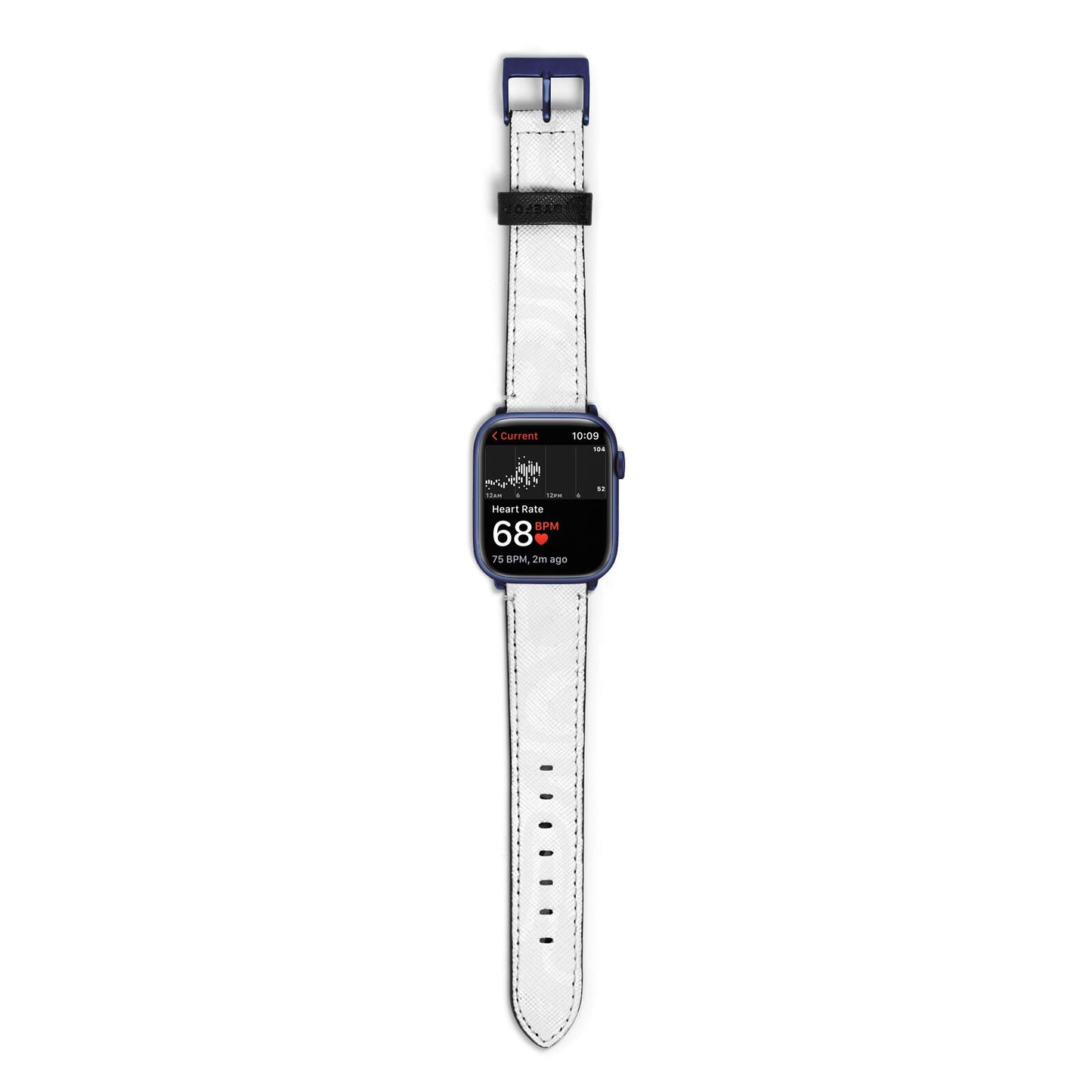 White Swirl Apple Watch Strap Size 38mm with Blue Hardware
