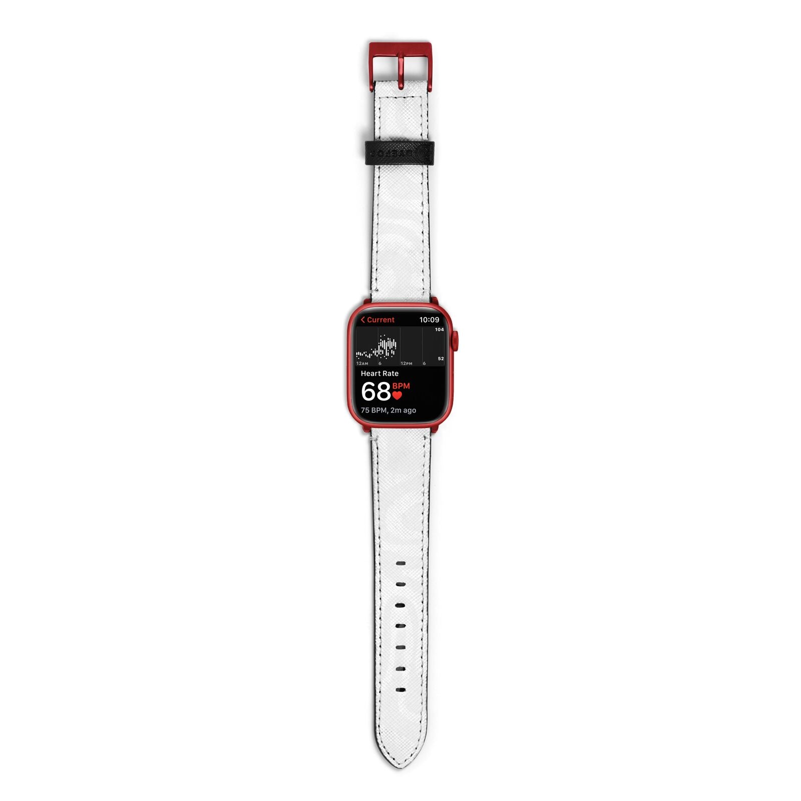 White Swirl Apple Watch Strap Size 38mm with Red Hardware