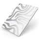 White Swirl Apple iPad Case on Silver iPad Side View
