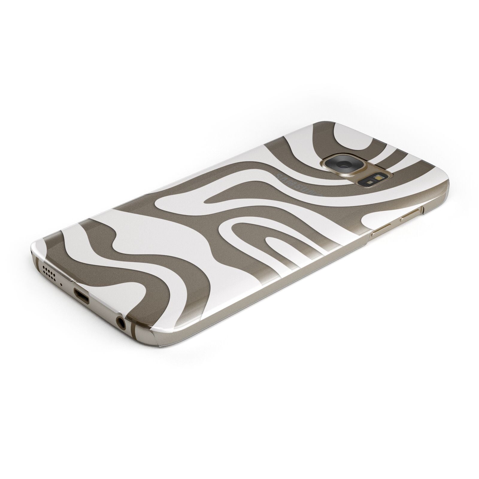 White Swirl Protective Samsung Galaxy Case Angled Image