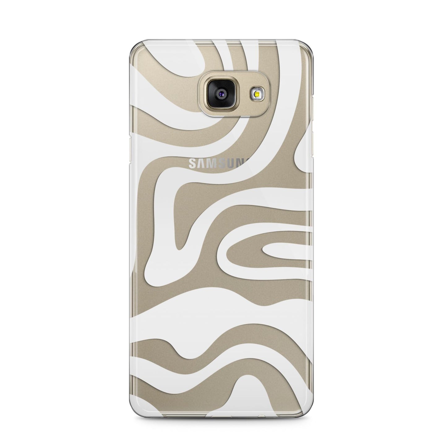 White Swirl Samsung Galaxy A5 2016 Case on gold phone