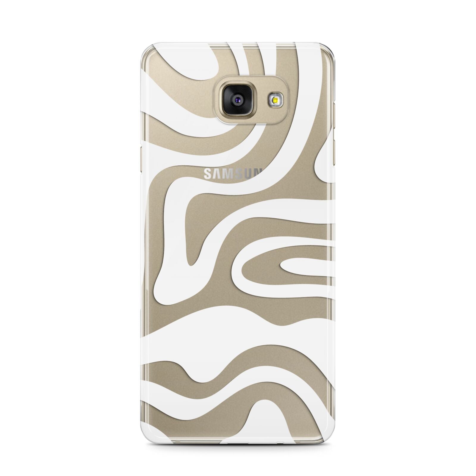 White Swirl Samsung Galaxy A7 2016 Case on gold phone