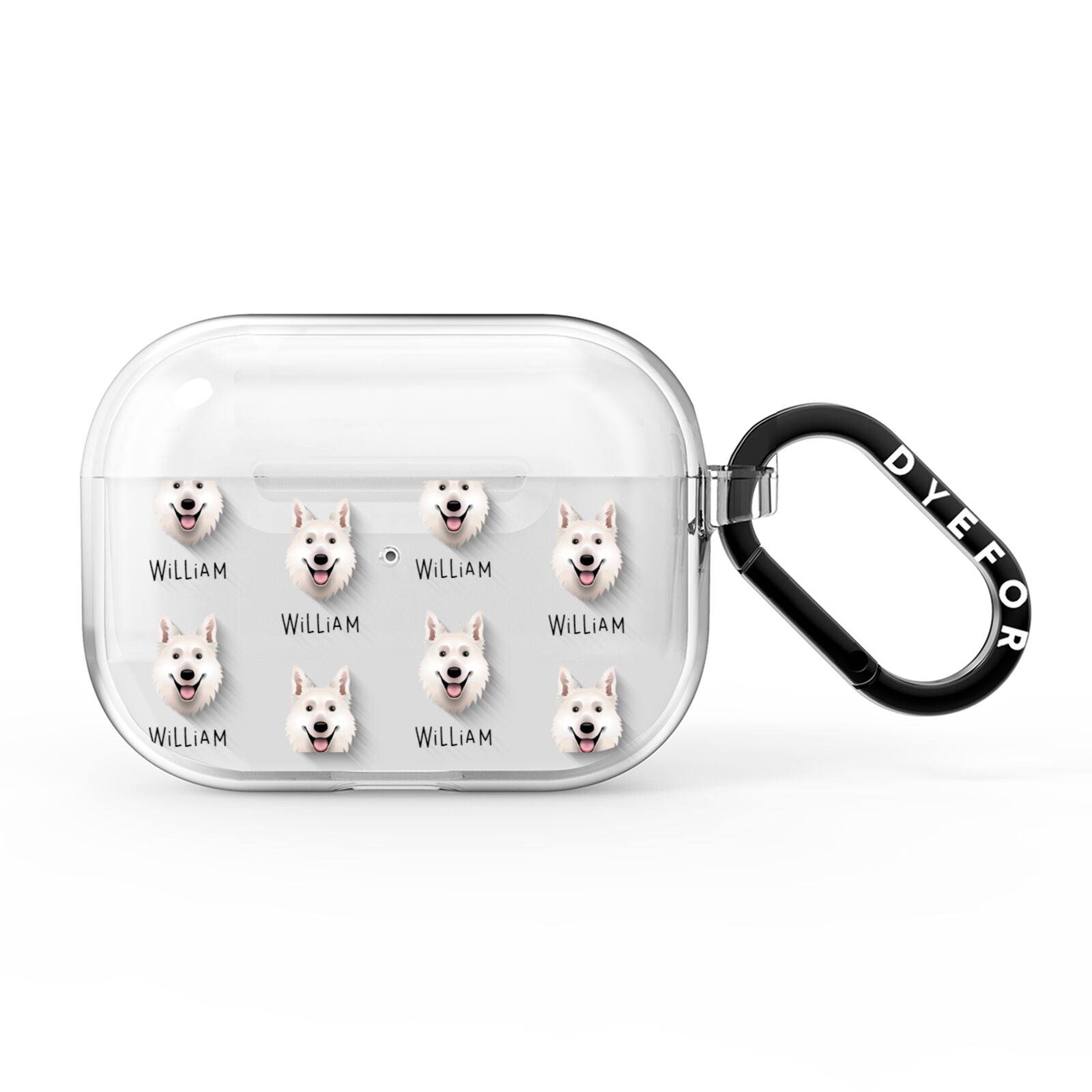 White Swiss Shepherd Dog Icon with Name AirPods Pro Clear Case