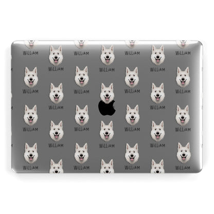 White Swiss Shepherd Dog Icon with Name Apple MacBook Case