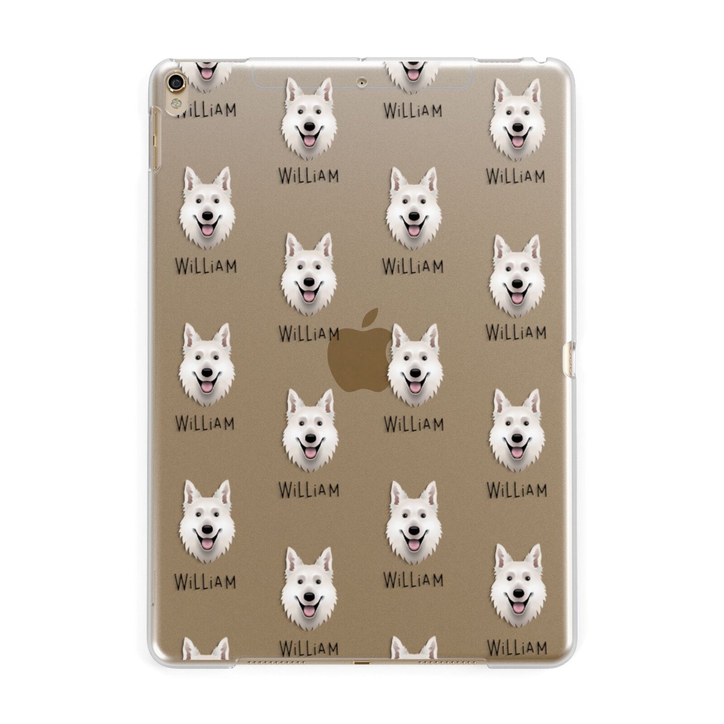 White Swiss Shepherd Dog Icon with Name Apple iPad Gold Case