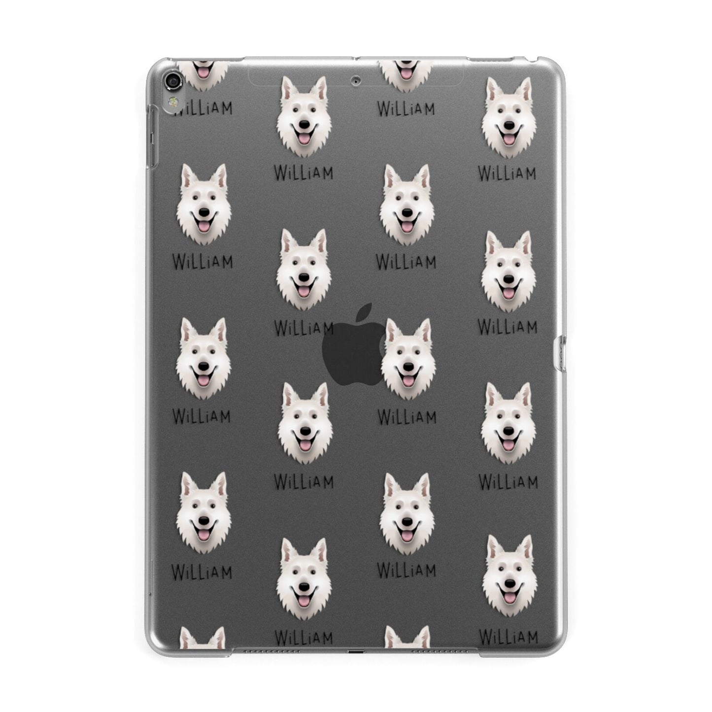 White Swiss Shepherd Dog Icon with Name Apple iPad Grey Case