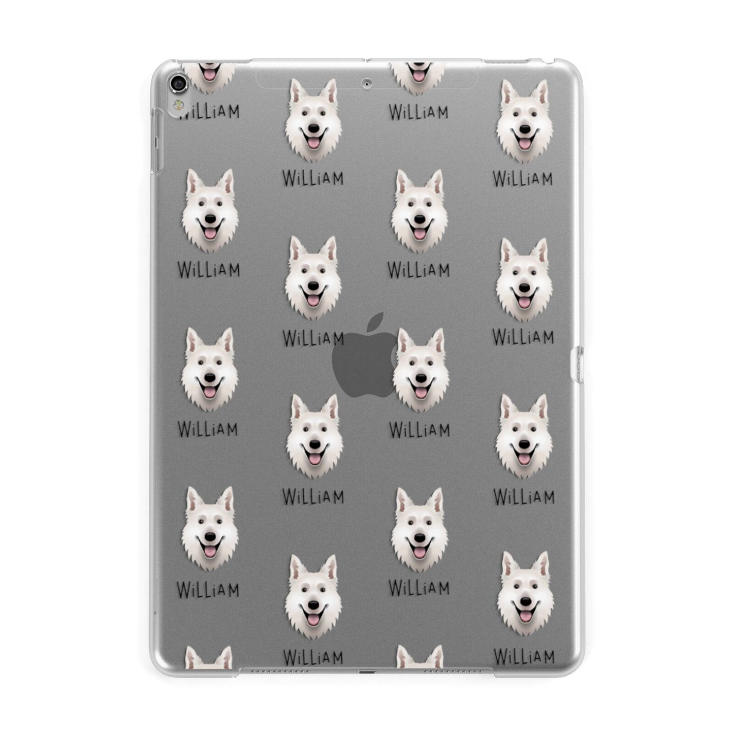 White Swiss Shepherd Dog Icon with Name Apple iPad Silver Case