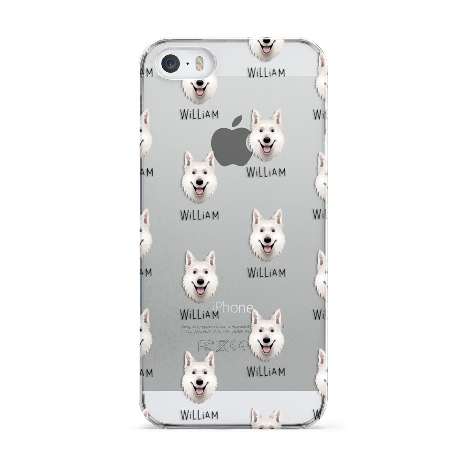 White Swiss Shepherd Dog Icon with Name Apple iPhone 5 Case