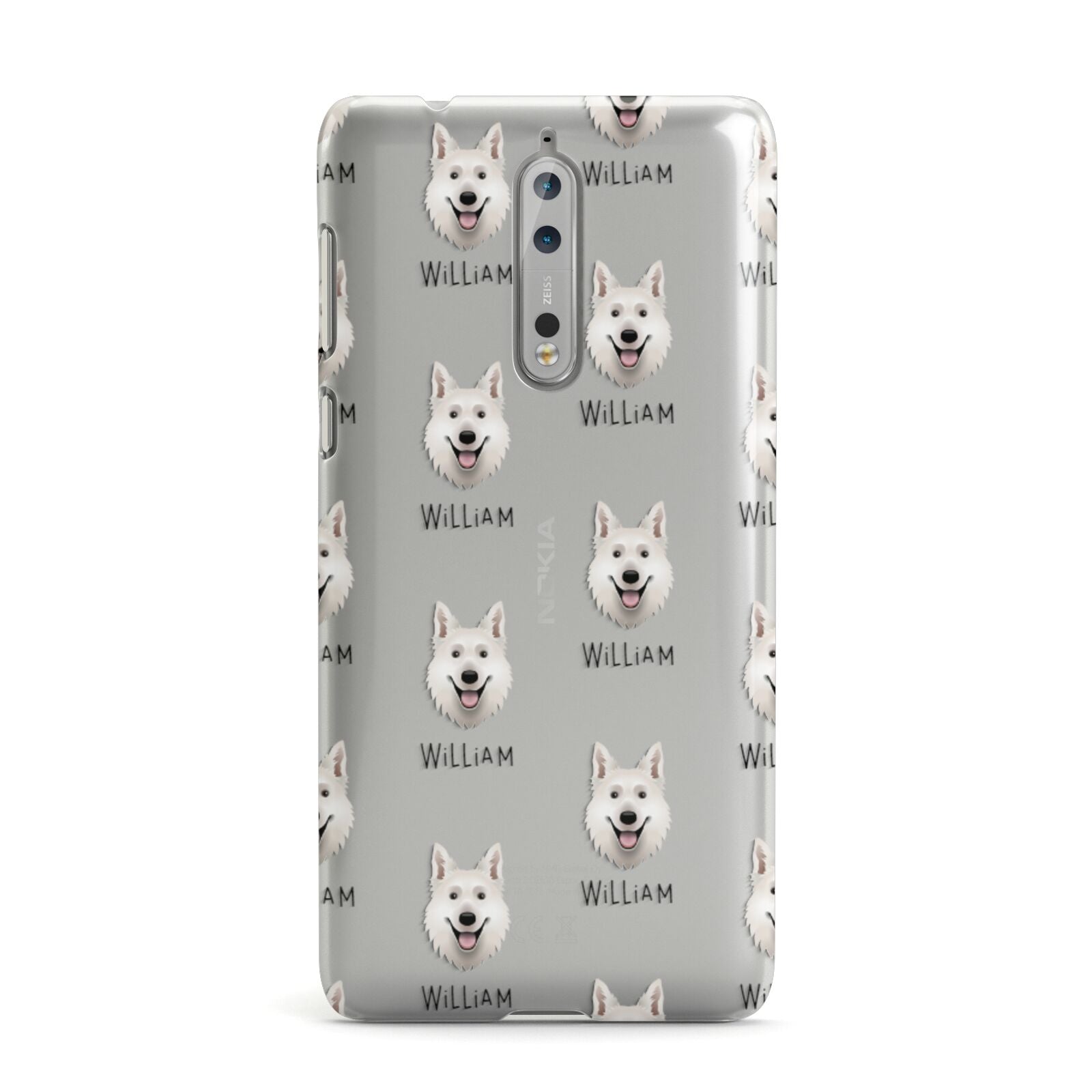 White Swiss Shepherd Dog Icon with Name Nokia Case