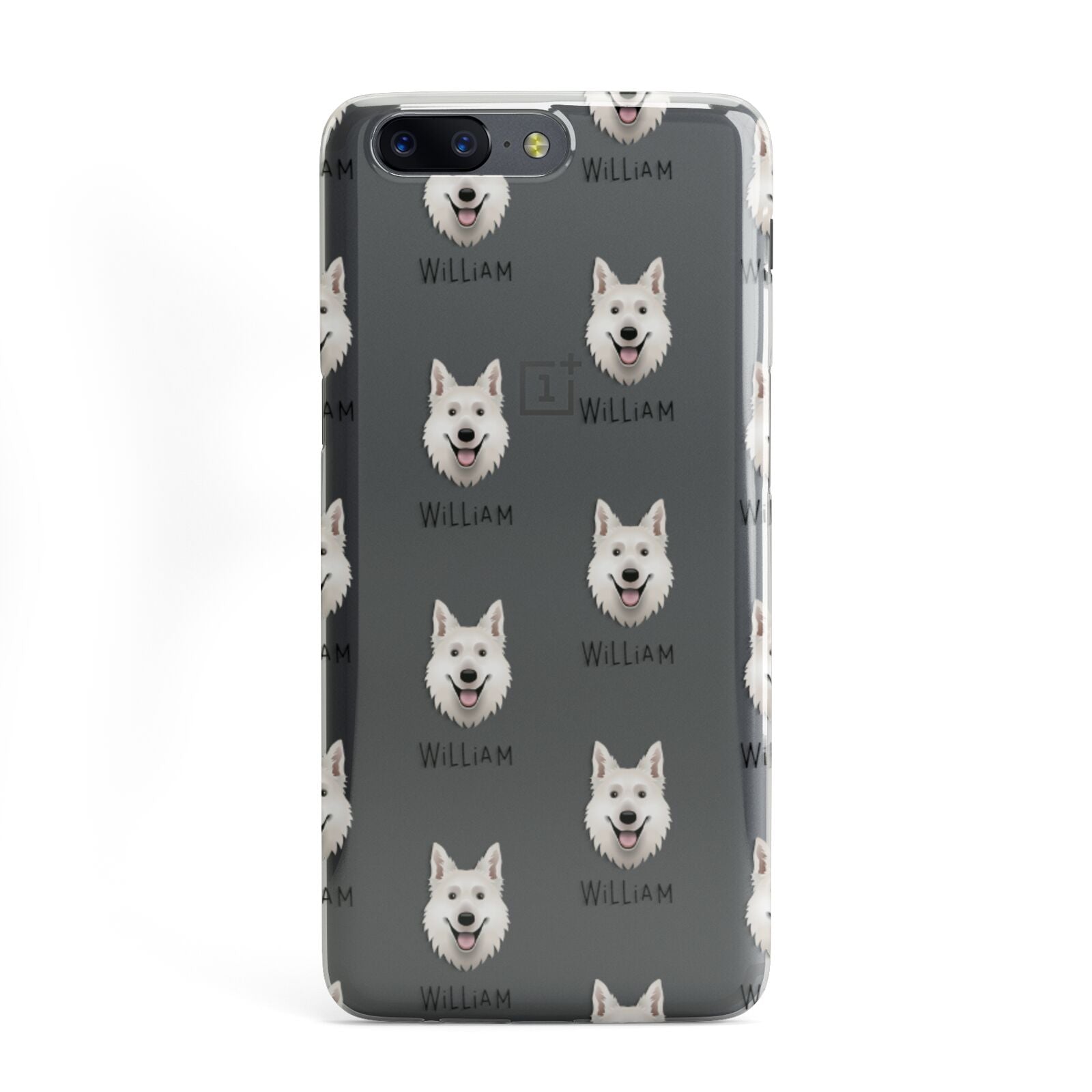 White Swiss Shepherd Dog Icon with Name OnePlus Case