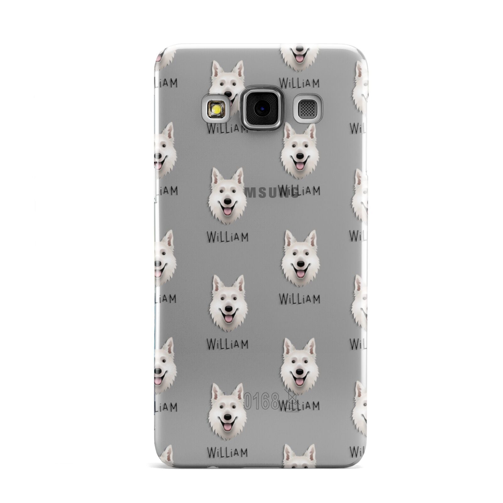 White Swiss Shepherd Dog Icon with Name Samsung Galaxy A3 Case