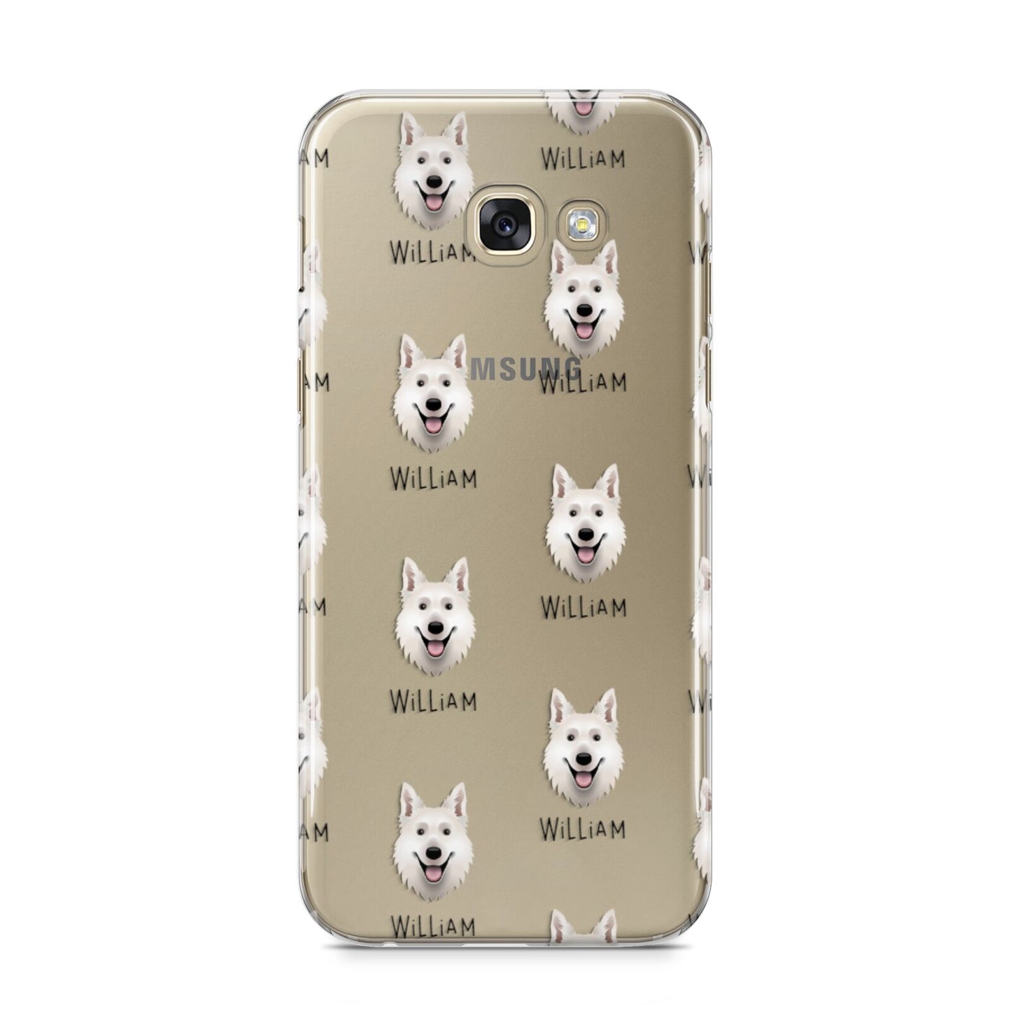 White Swiss Shepherd Dog Icon with Name Samsung Galaxy A5 2017 Case on gold phone
