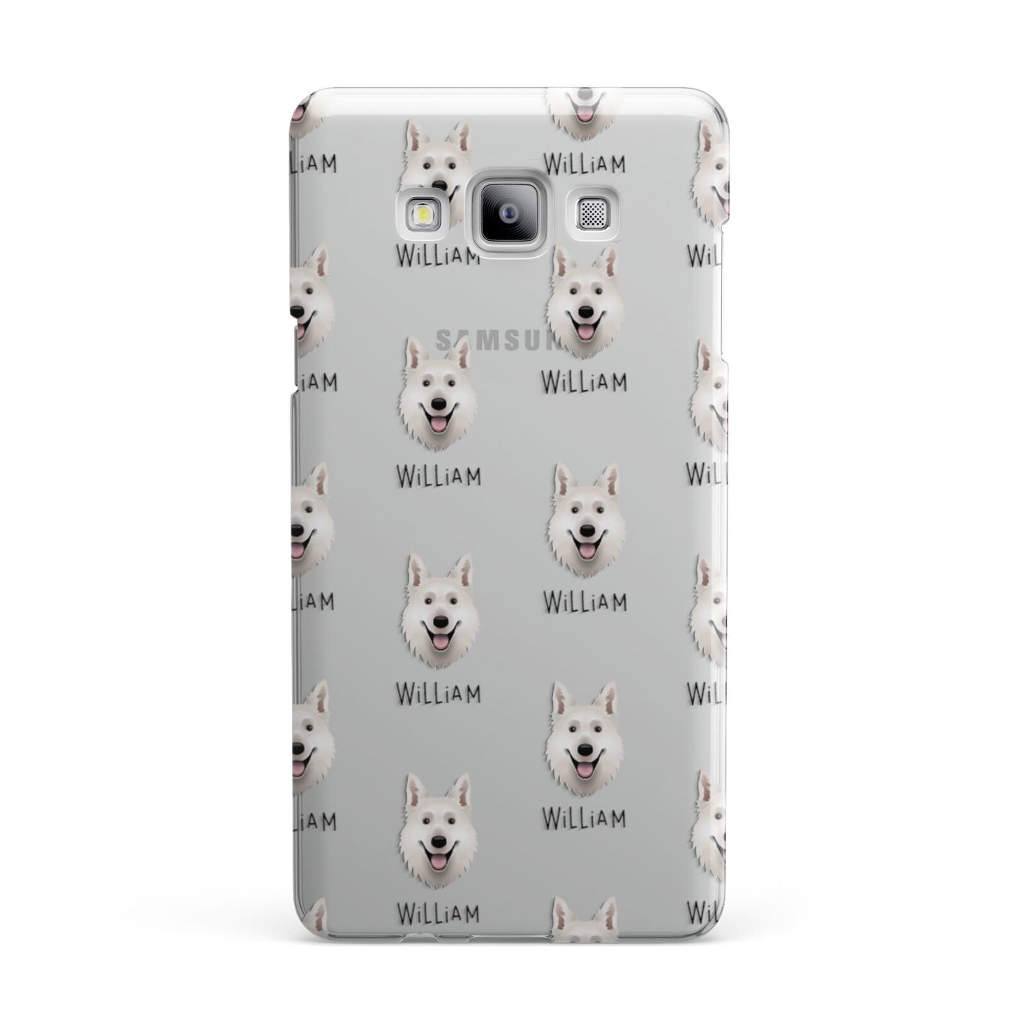 White Swiss Shepherd Dog Icon with Name Samsung Galaxy A7 2015 Case