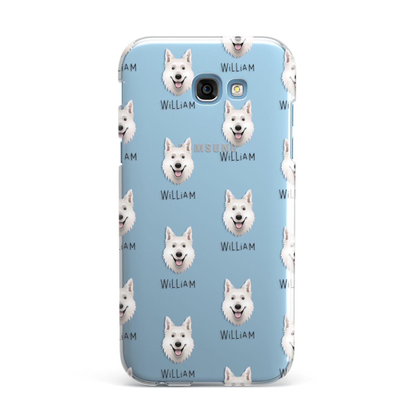 White Swiss Shepherd Dog Icon with Name Samsung Galaxy A7 2017 Case