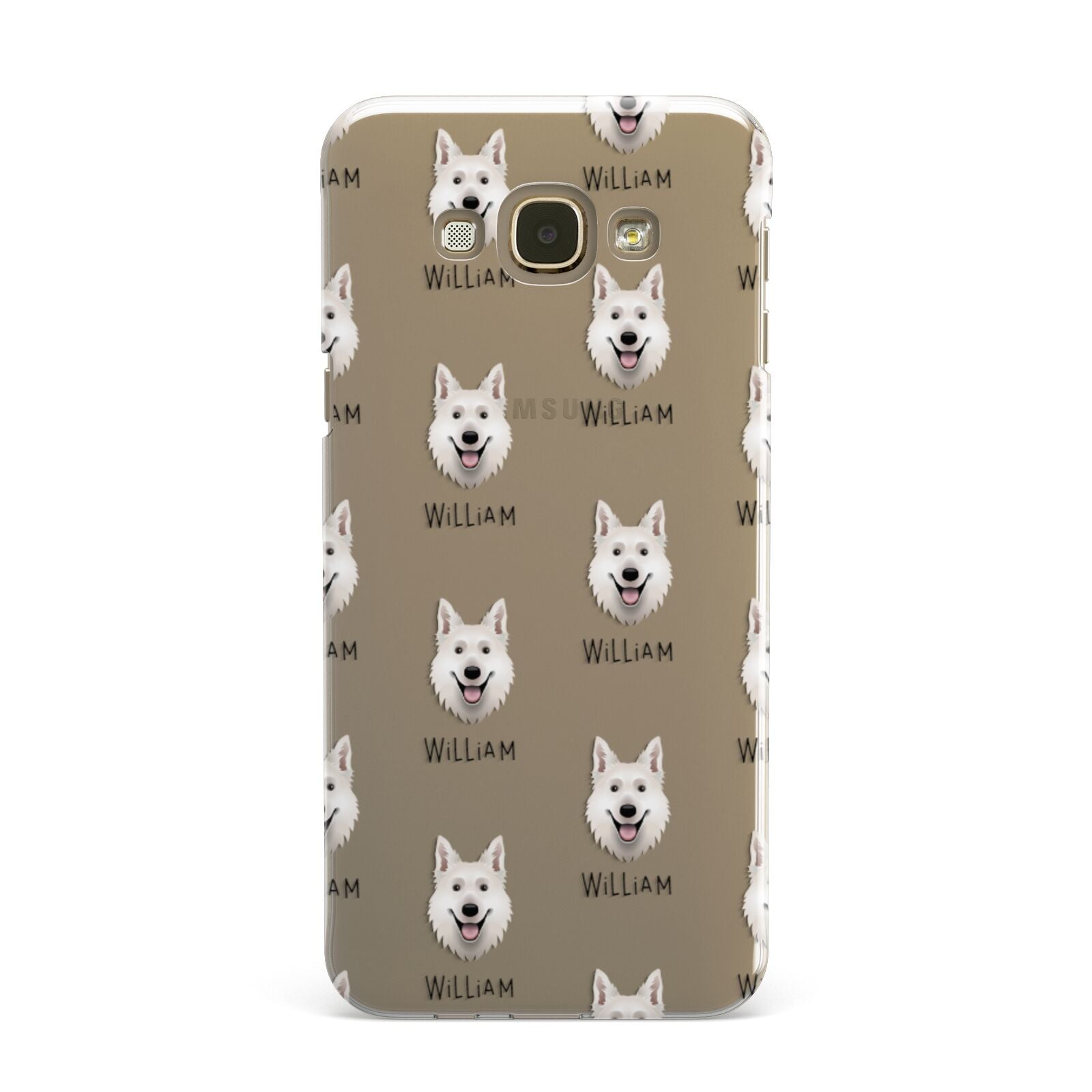 White Swiss Shepherd Dog Icon with Name Samsung Galaxy A8 Case