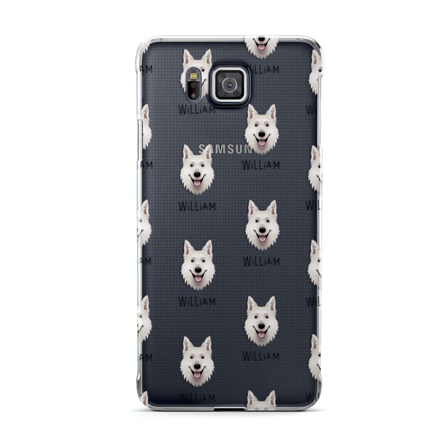 White Swiss Shepherd Dog Icon with Name Samsung Galaxy Alpha Case