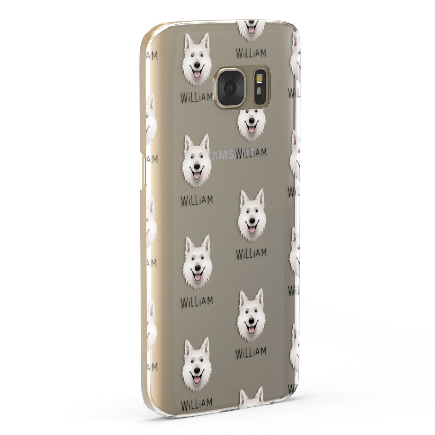 White Swiss Shepherd Dog Icon with Name Samsung Galaxy Case Fourty Five Degrees