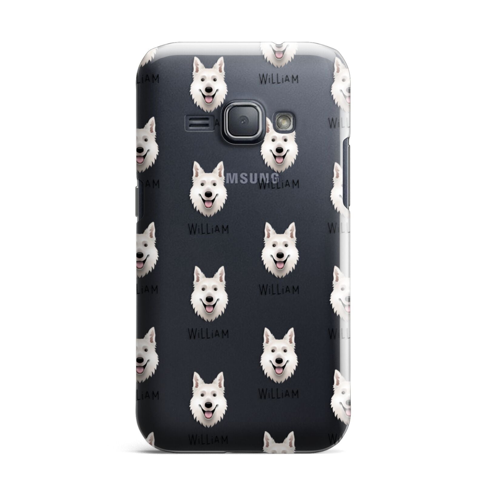 White Swiss Shepherd Dog Icon with Name Samsung Galaxy J1 2016 Case