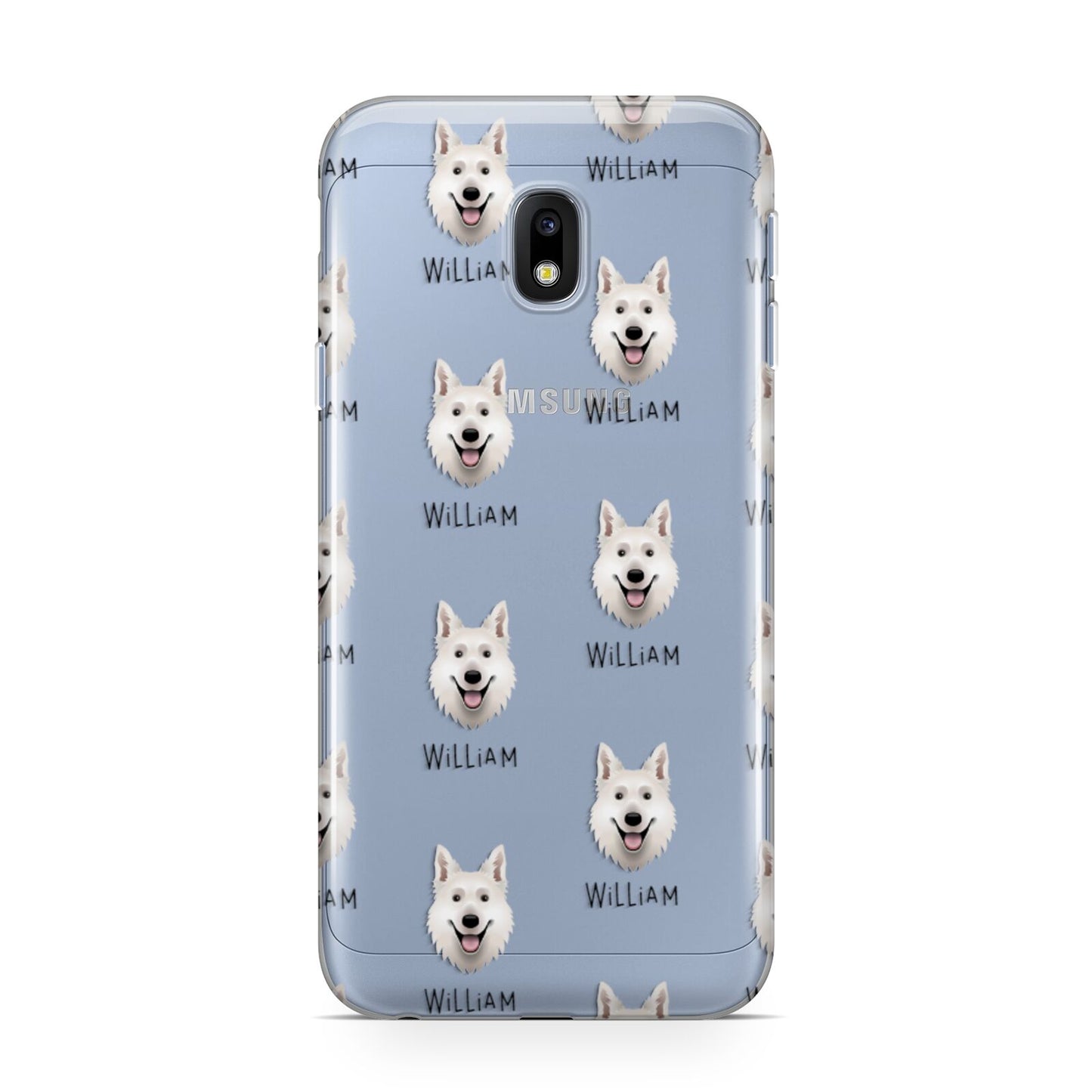 White Swiss Shepherd Dog Icon with Name Samsung Galaxy J3 2017 Case