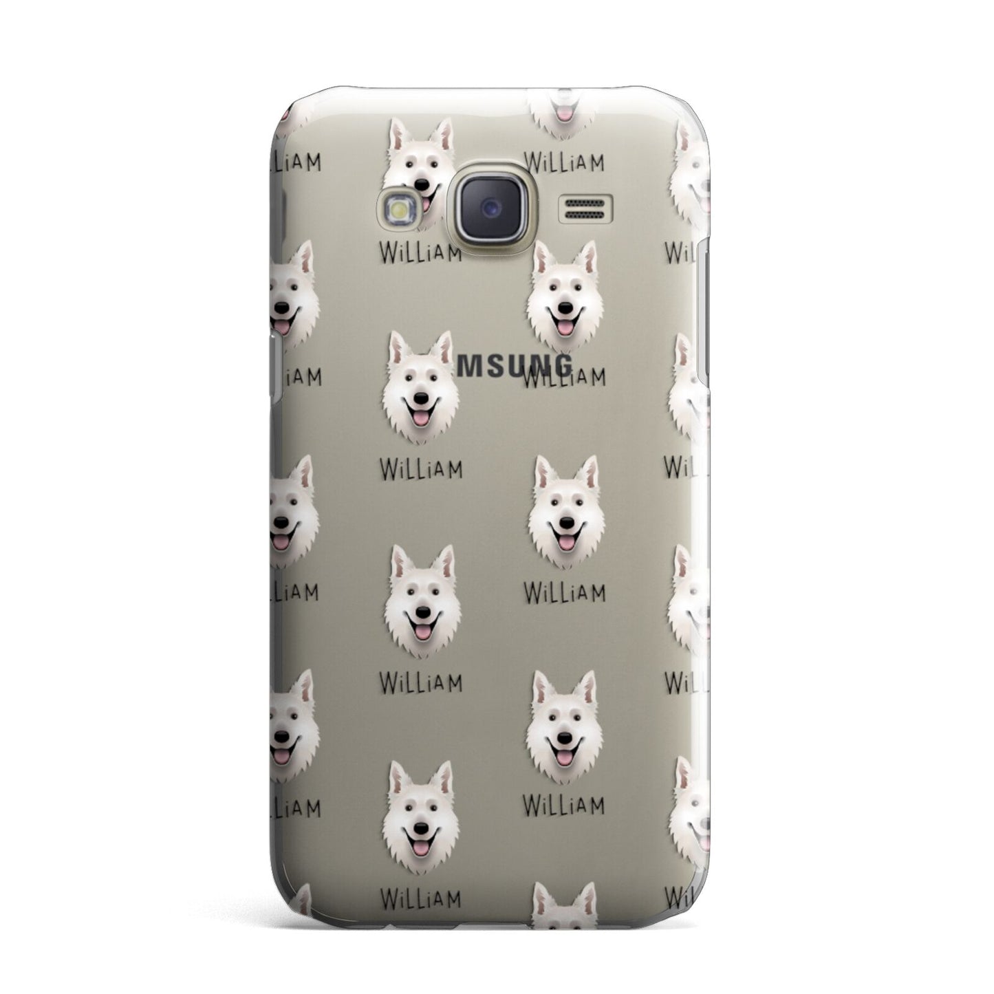 White Swiss Shepherd Dog Icon with Name Samsung Galaxy J7 Case