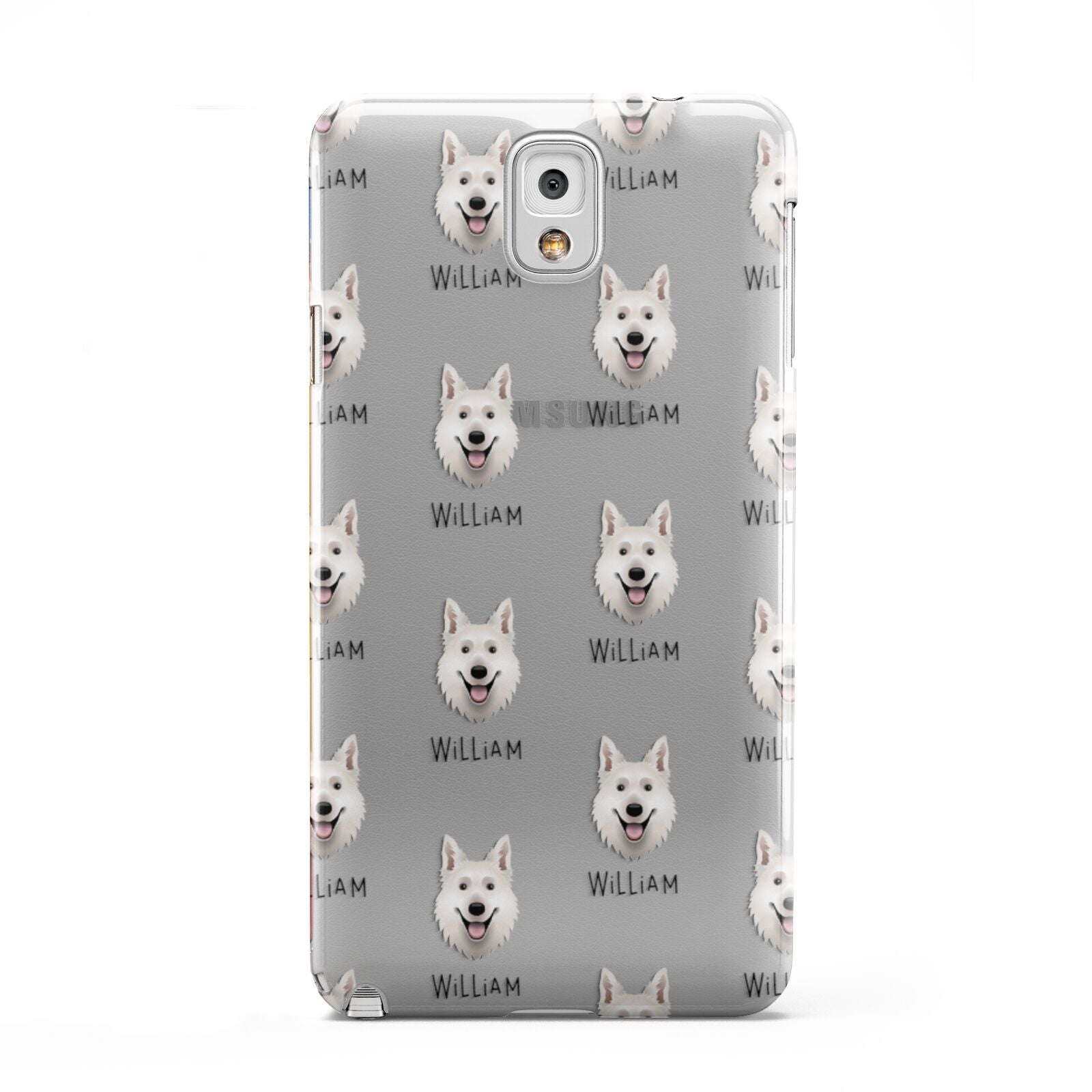 White Swiss Shepherd Dog Icon with Name Samsung Galaxy Note 3 Case