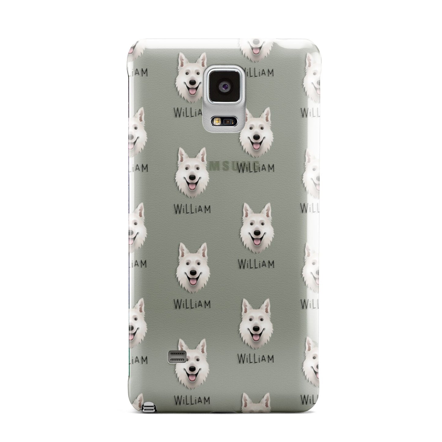 White Swiss Shepherd Dog Icon with Name Samsung Galaxy Note 4 Case