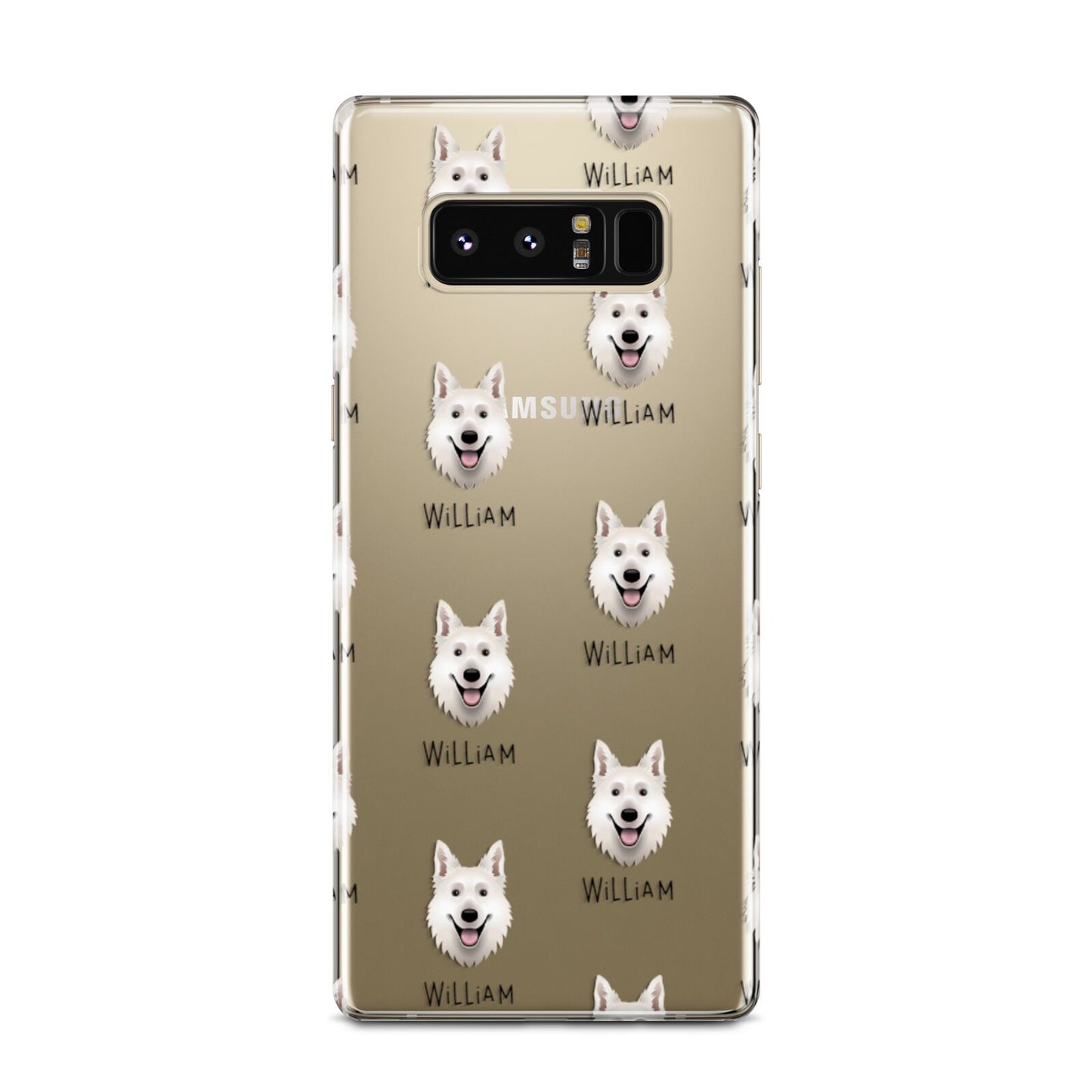 White Swiss Shepherd Dog Icon with Name Samsung Galaxy Note 8 Case
