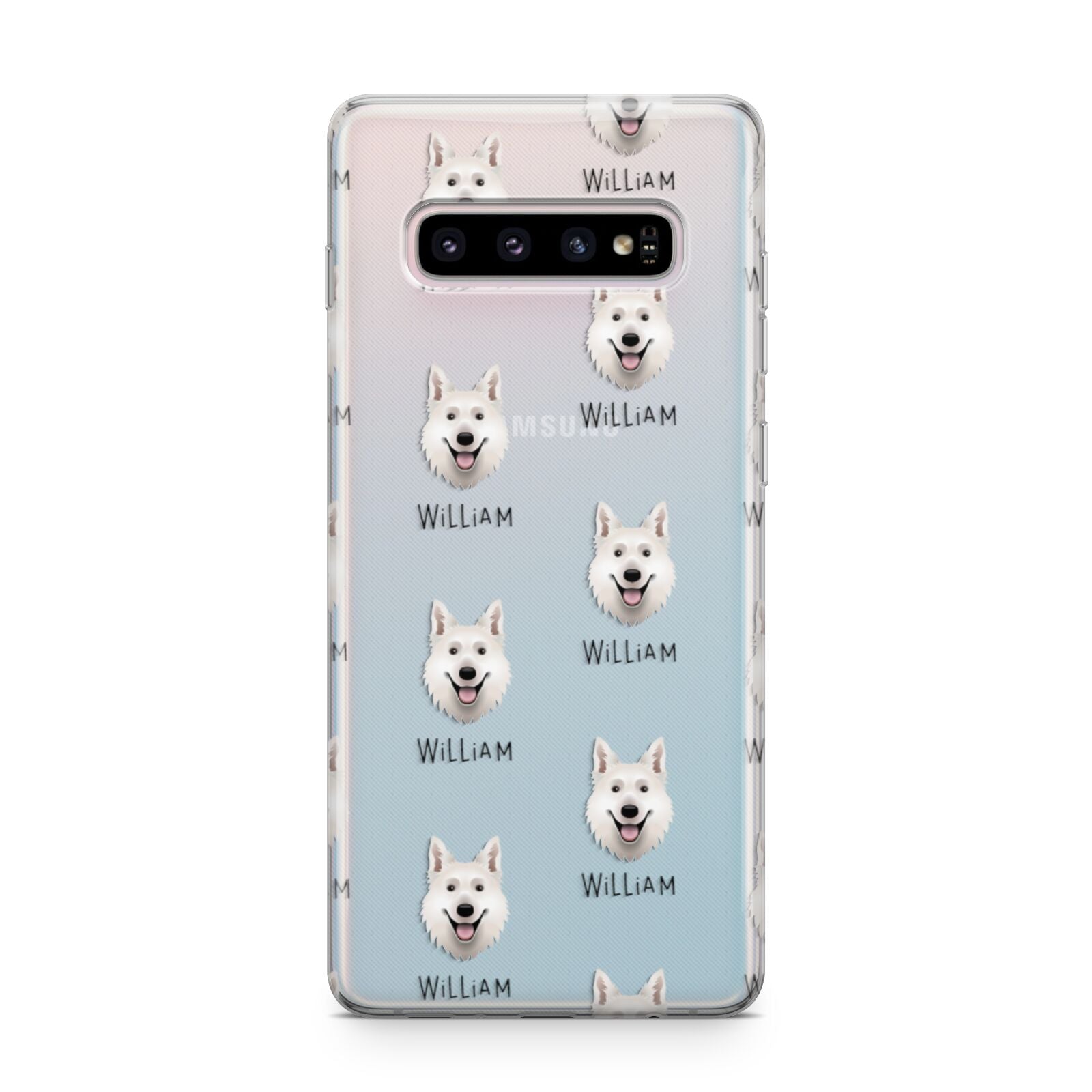 White Swiss Shepherd Dog Icon with Name Samsung Galaxy S10 Plus Case