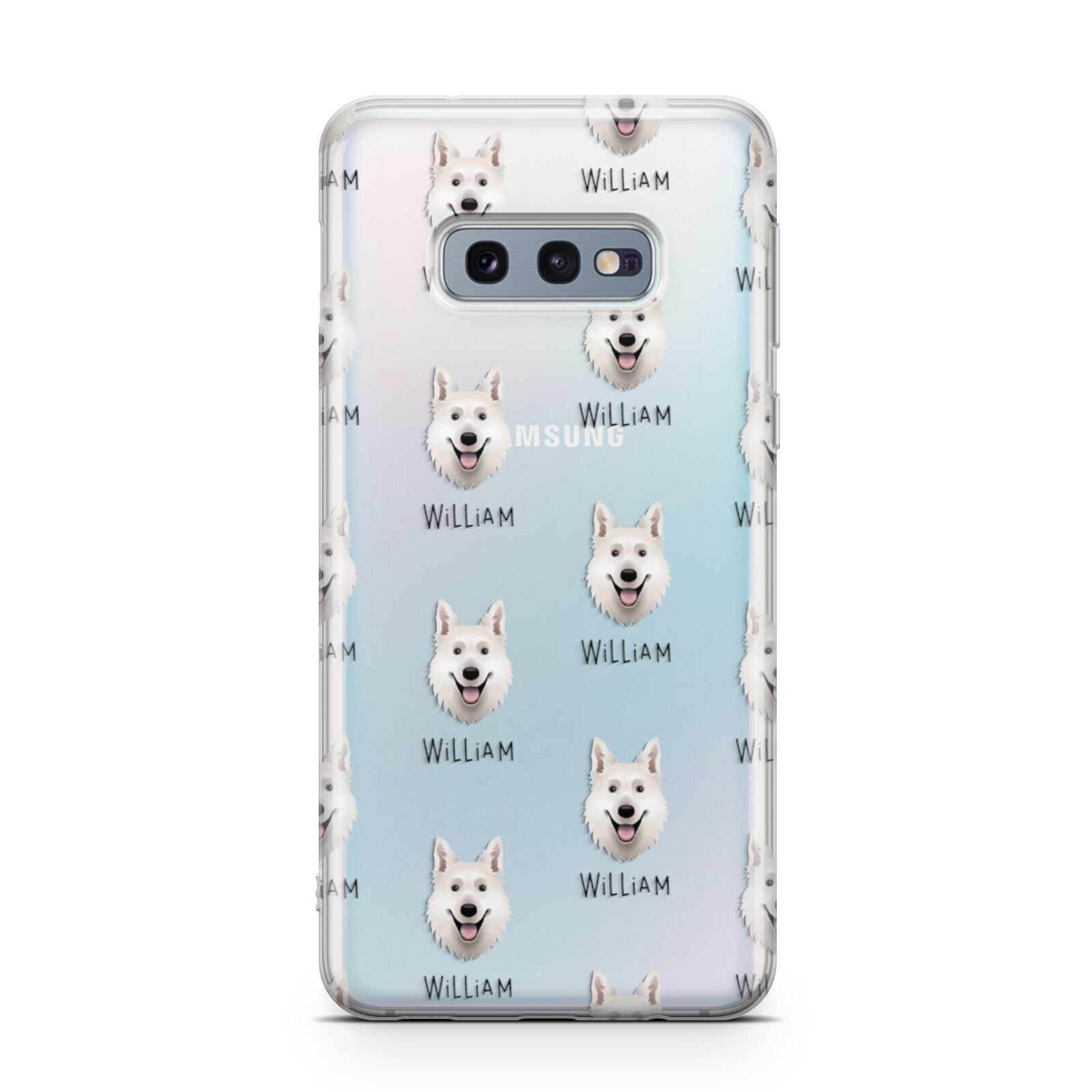 White Swiss Shepherd Dog Icon with Name Samsung Galaxy S10E Case
