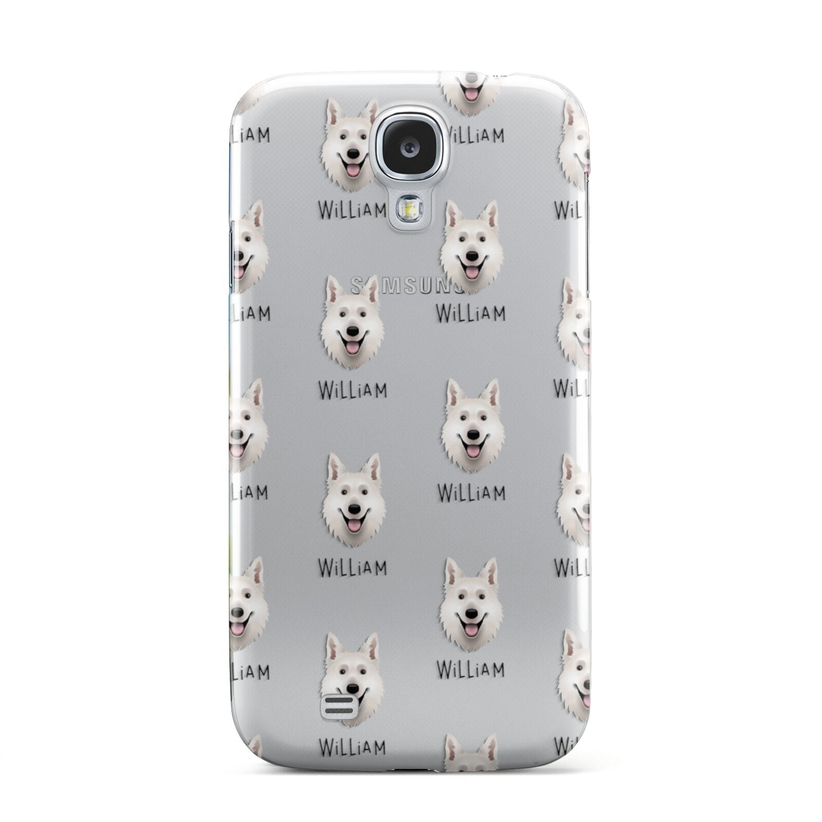 White Swiss Shepherd Dog Icon with Name Samsung Galaxy S4 Case