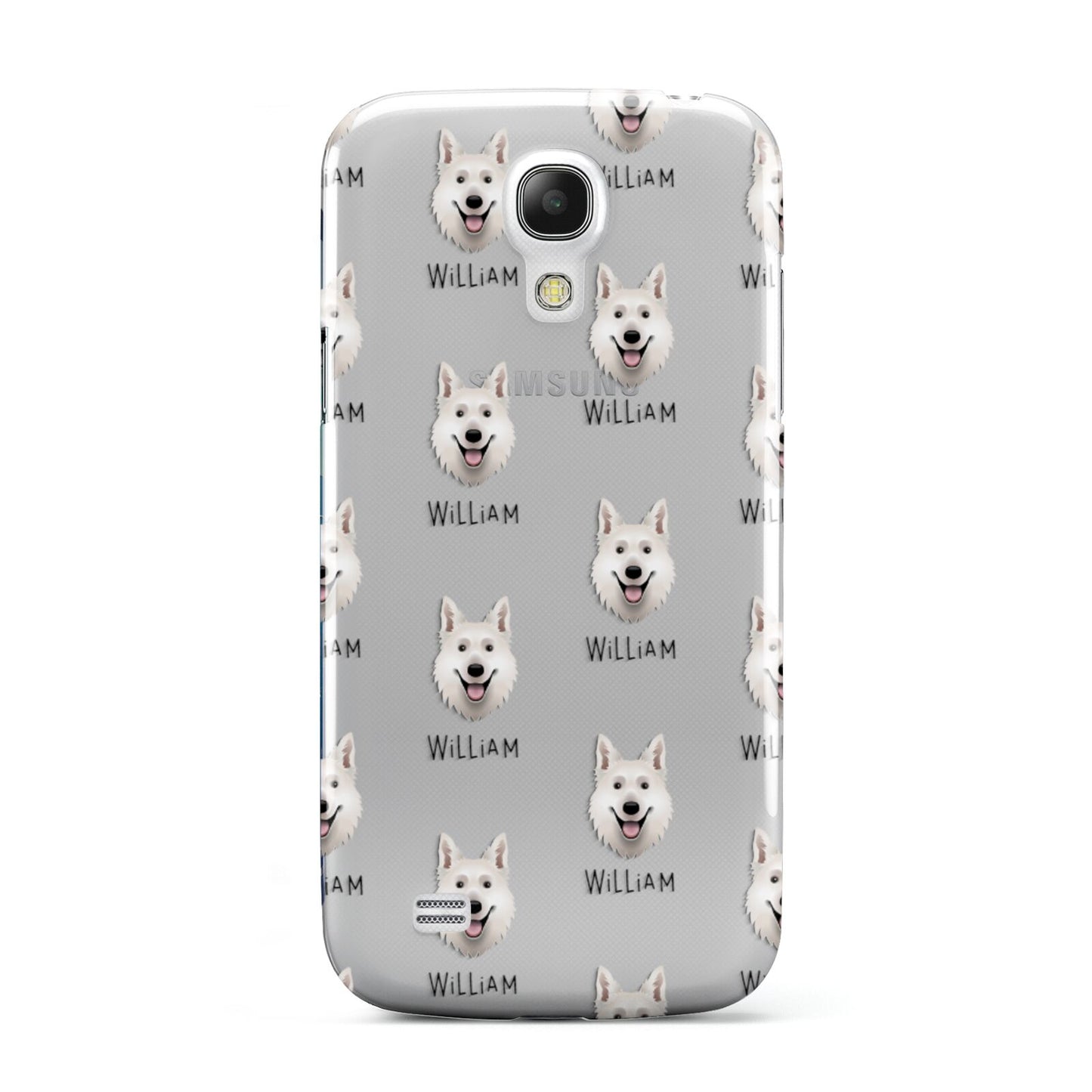 White Swiss Shepherd Dog Icon with Name Samsung Galaxy S4 Mini Case