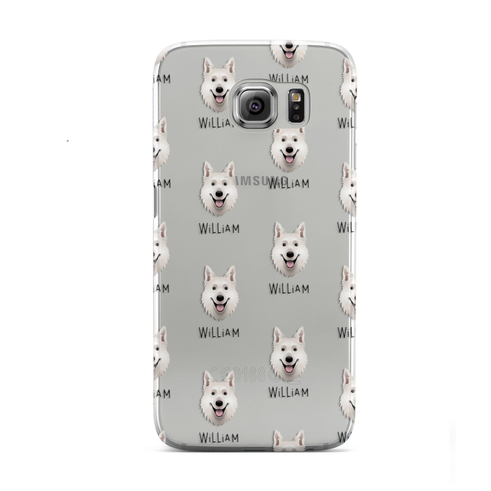 White Swiss Shepherd Dog Icon with Name Samsung Galaxy S6 Case