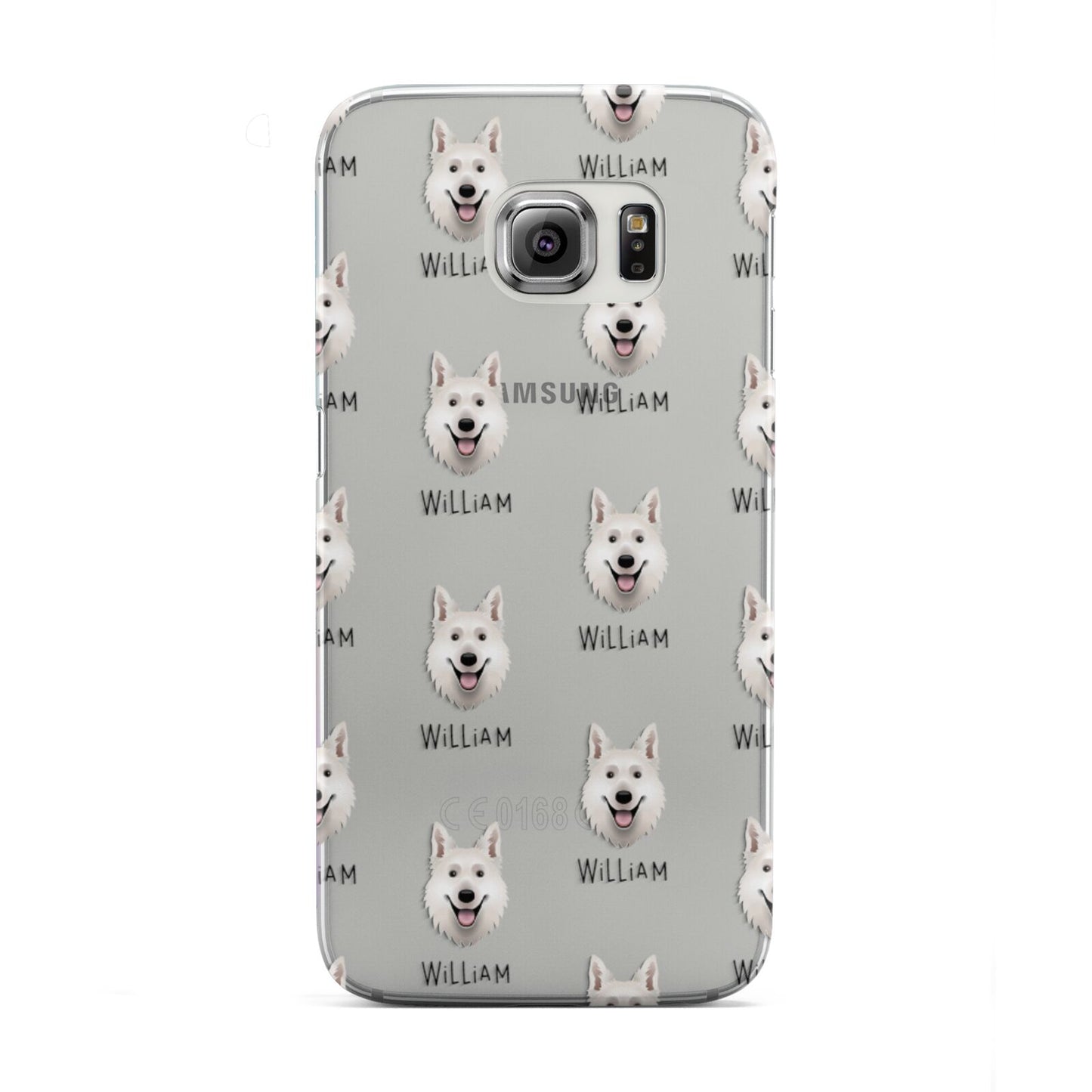 White Swiss Shepherd Dog Icon with Name Samsung Galaxy S6 Edge Case
