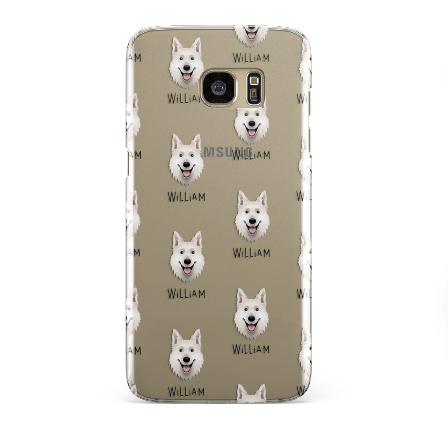 White Swiss Shepherd Dog Icon with Name Samsung Galaxy S7 Edge Case