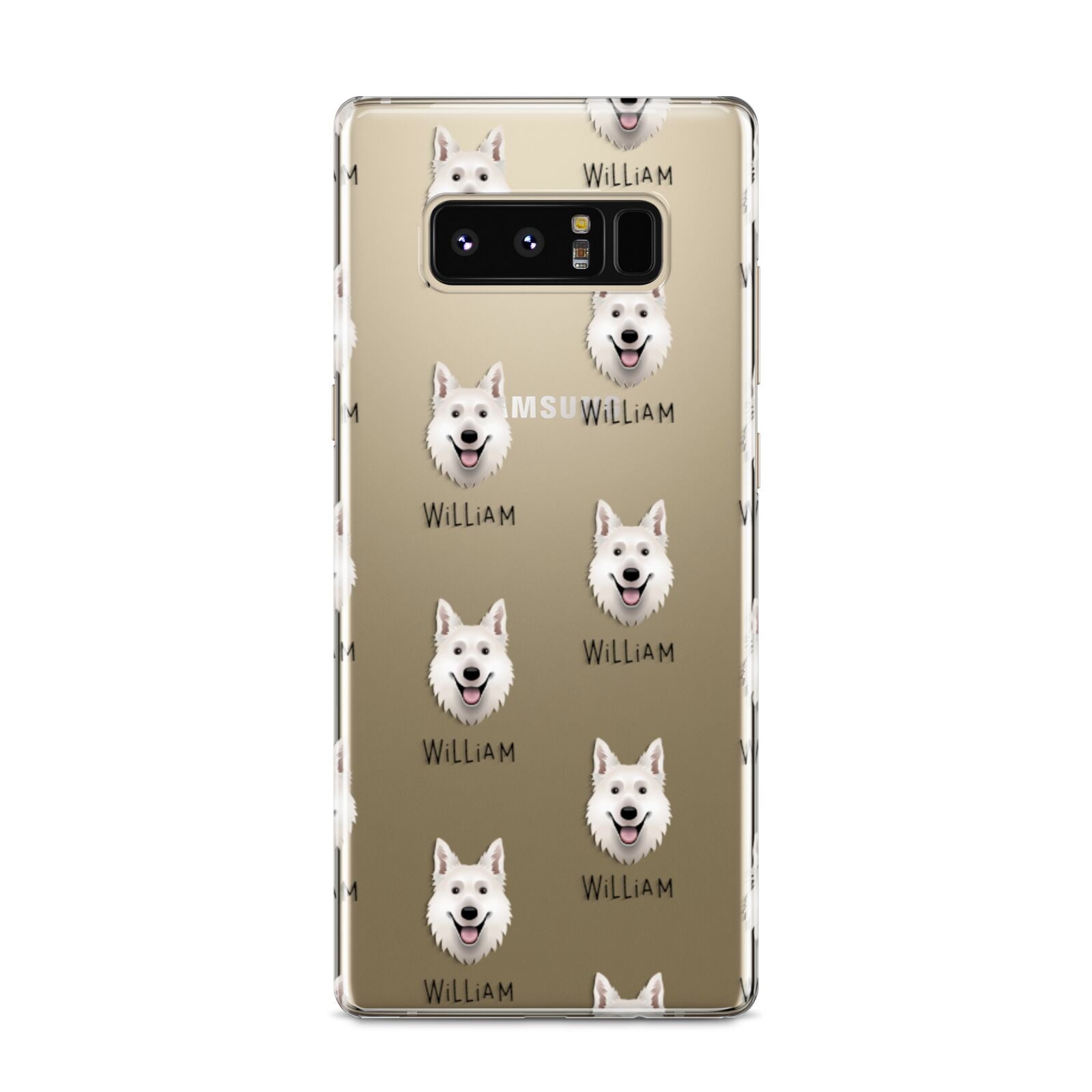 White Swiss Shepherd Dog Icon with Name Samsung Galaxy S8 Case