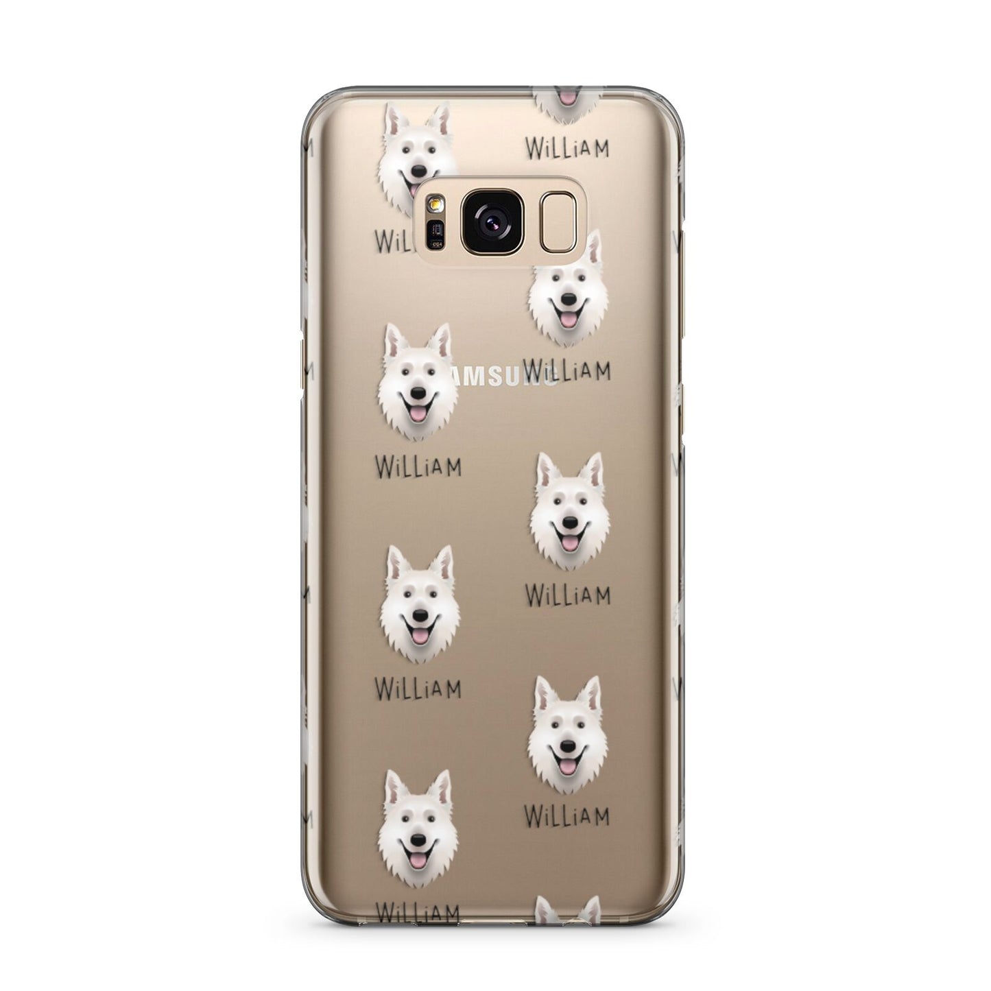 White Swiss Shepherd Dog Icon with Name Samsung Galaxy S8 Plus Case