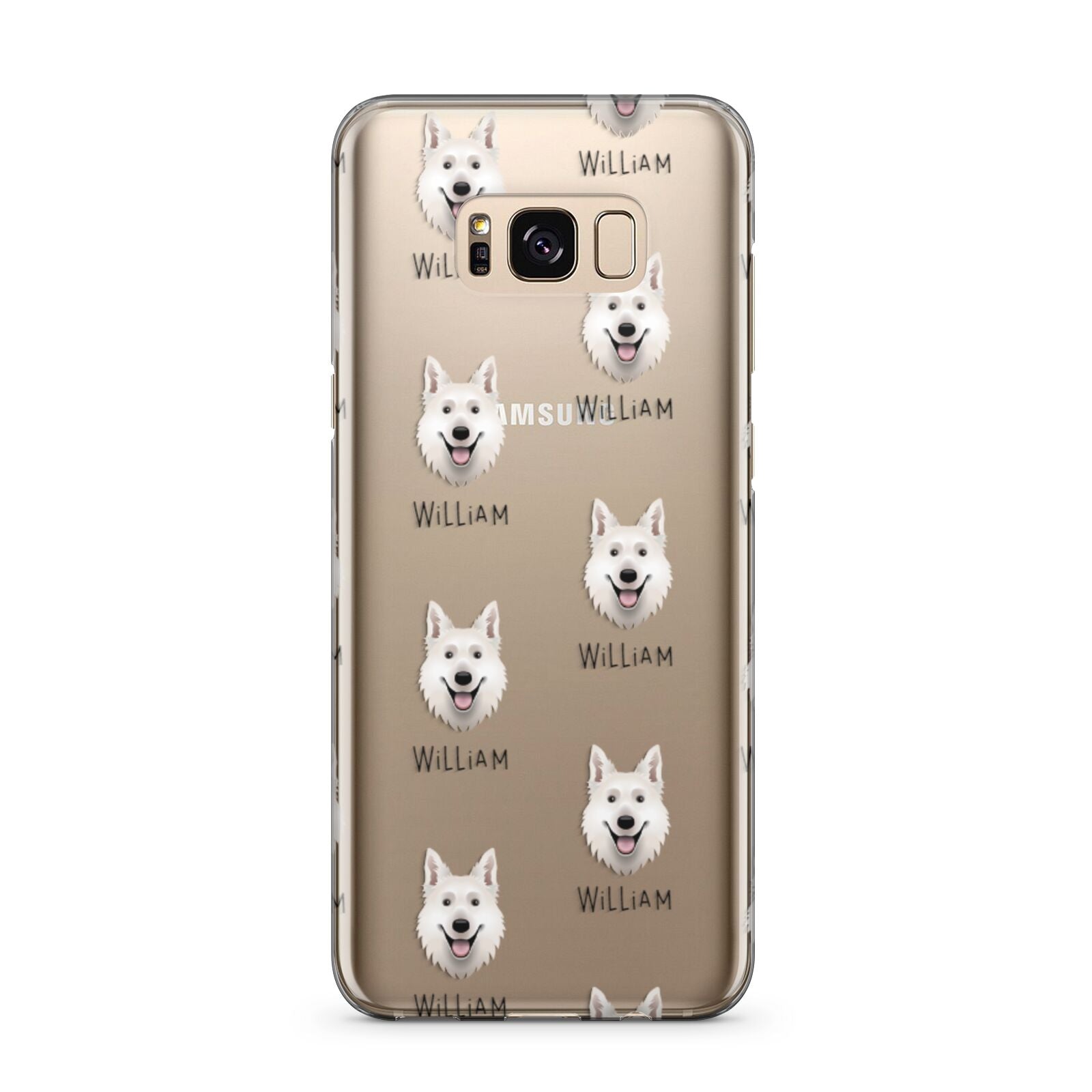 White Swiss Shepherd Dog Icon with Name Samsung Galaxy S8 Plus Case