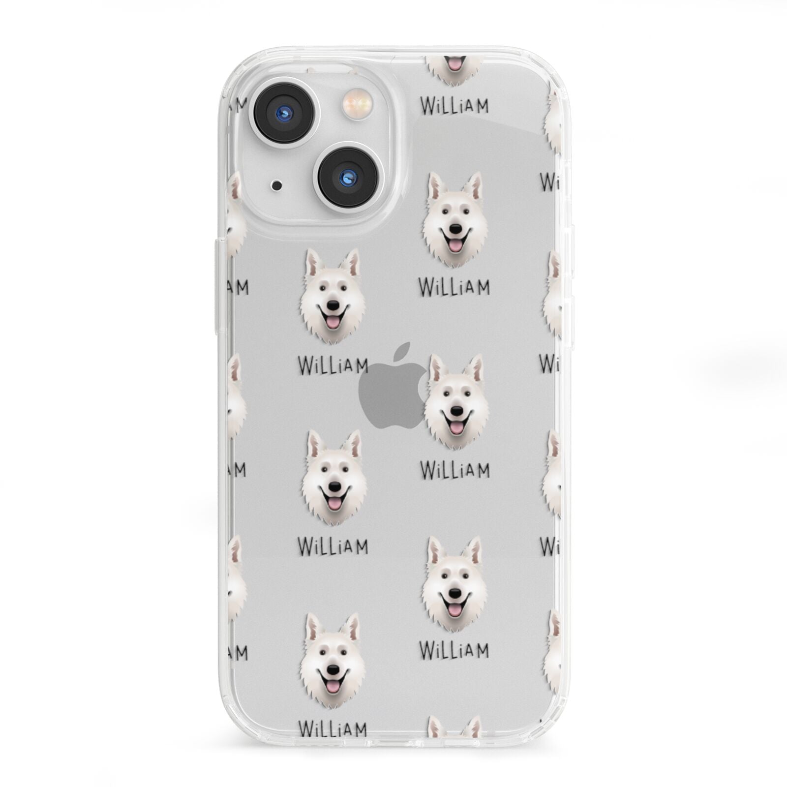 White Swiss Shepherd Dog Icon with Name iPhone 13 Mini Clear Bumper Case