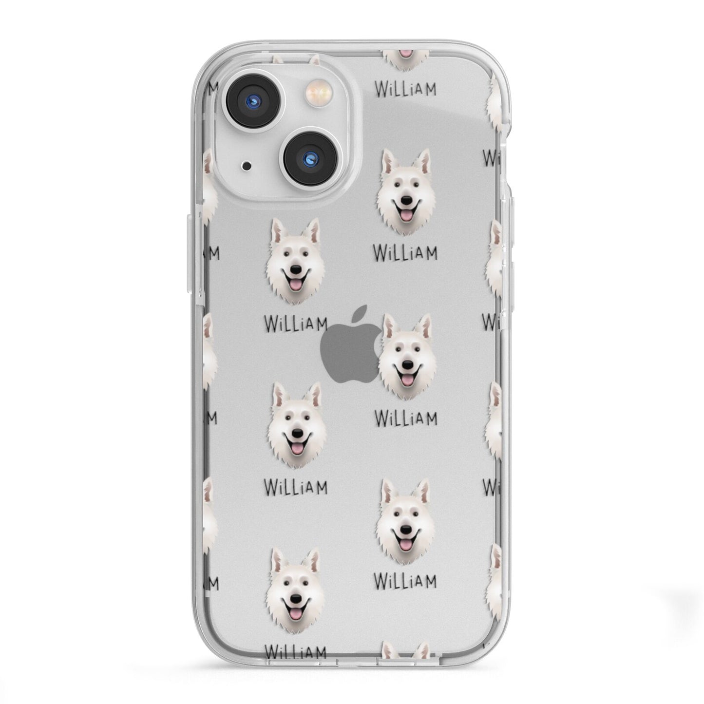 White Swiss Shepherd Dog Icon with Name iPhone 13 Mini TPU Impact Case with White Edges