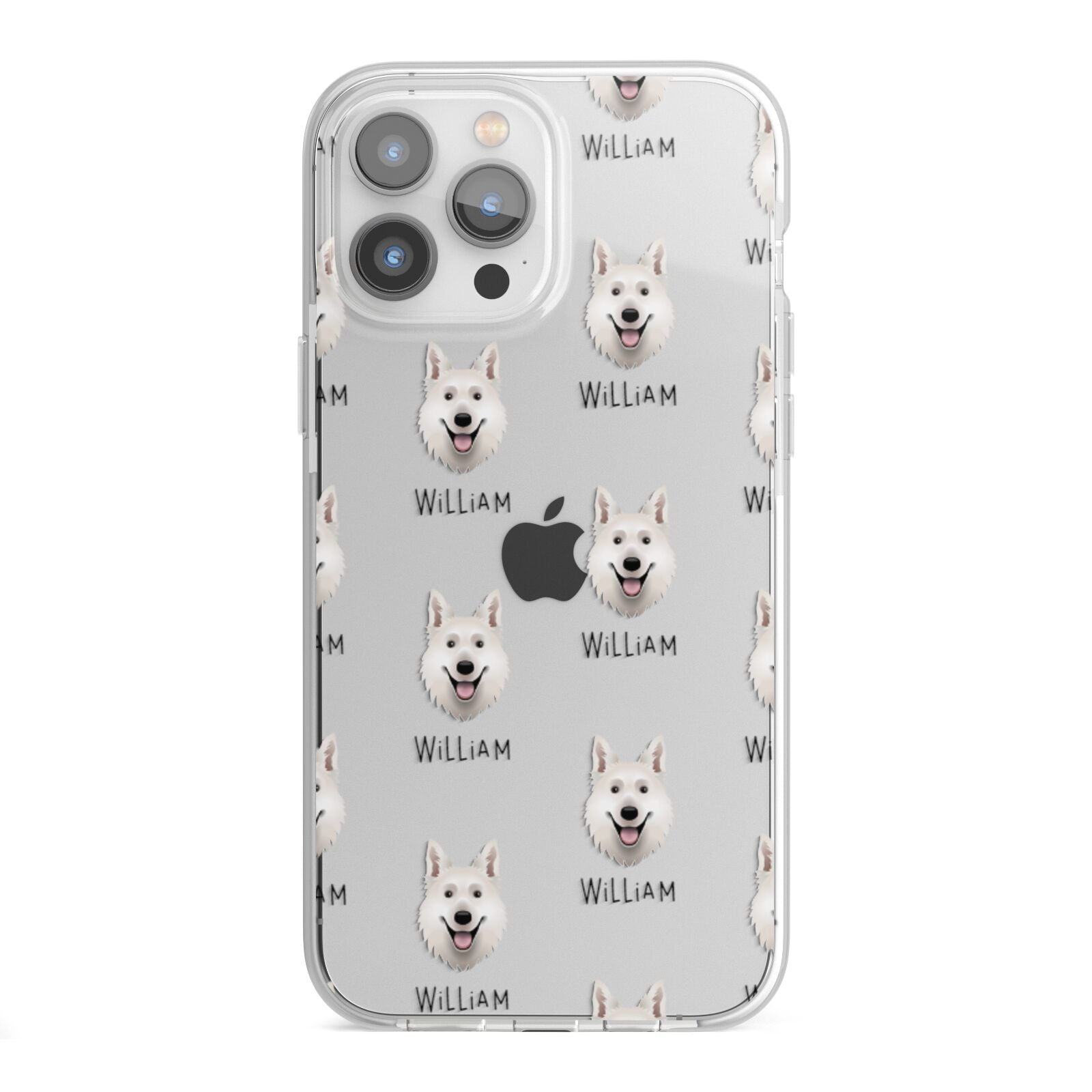 White Swiss Shepherd Dog Icon with Name iPhone 13 Pro Max TPU Impact Case with White Edges