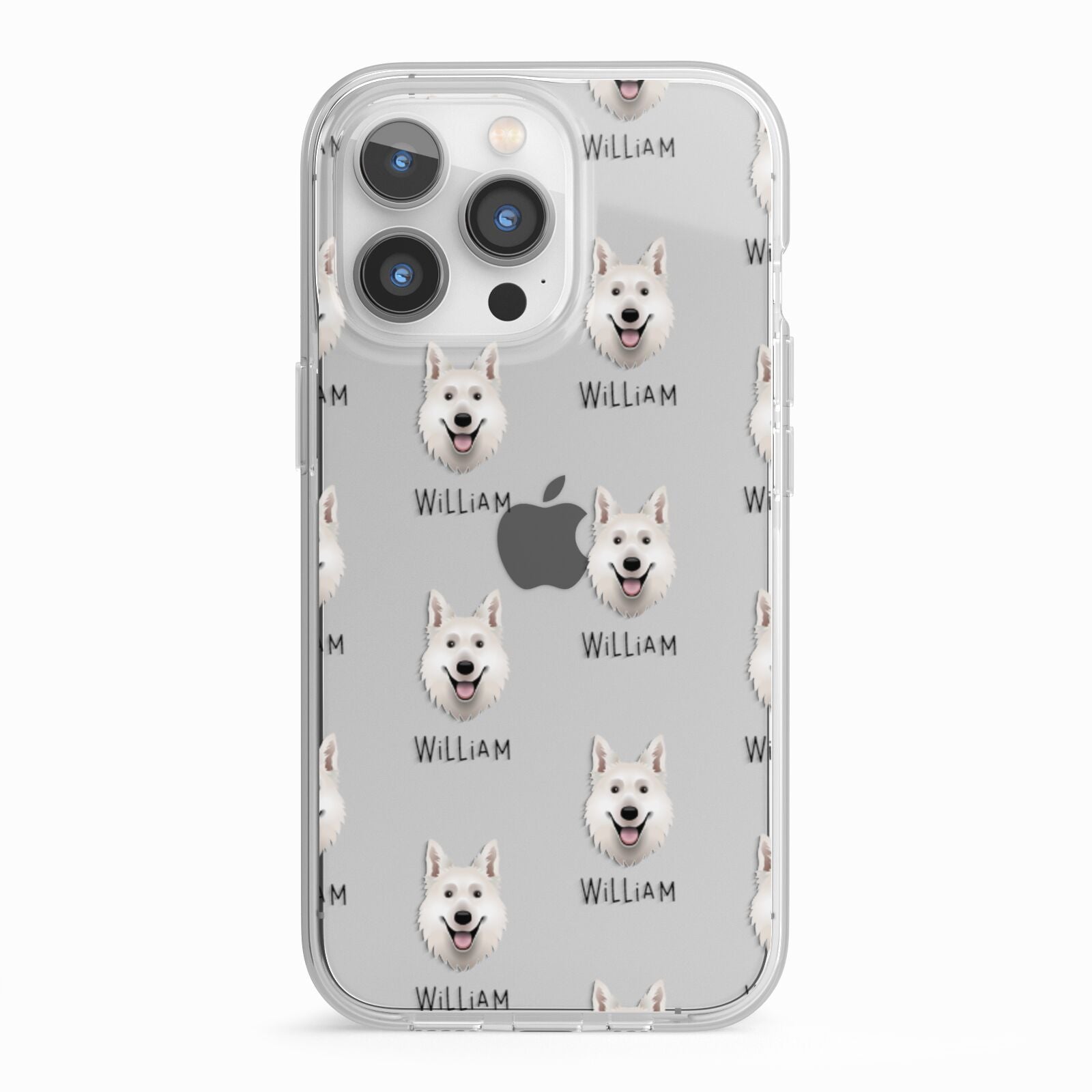White Swiss Shepherd Dog Icon with Name iPhone 13 Pro TPU Impact Case with White Edges