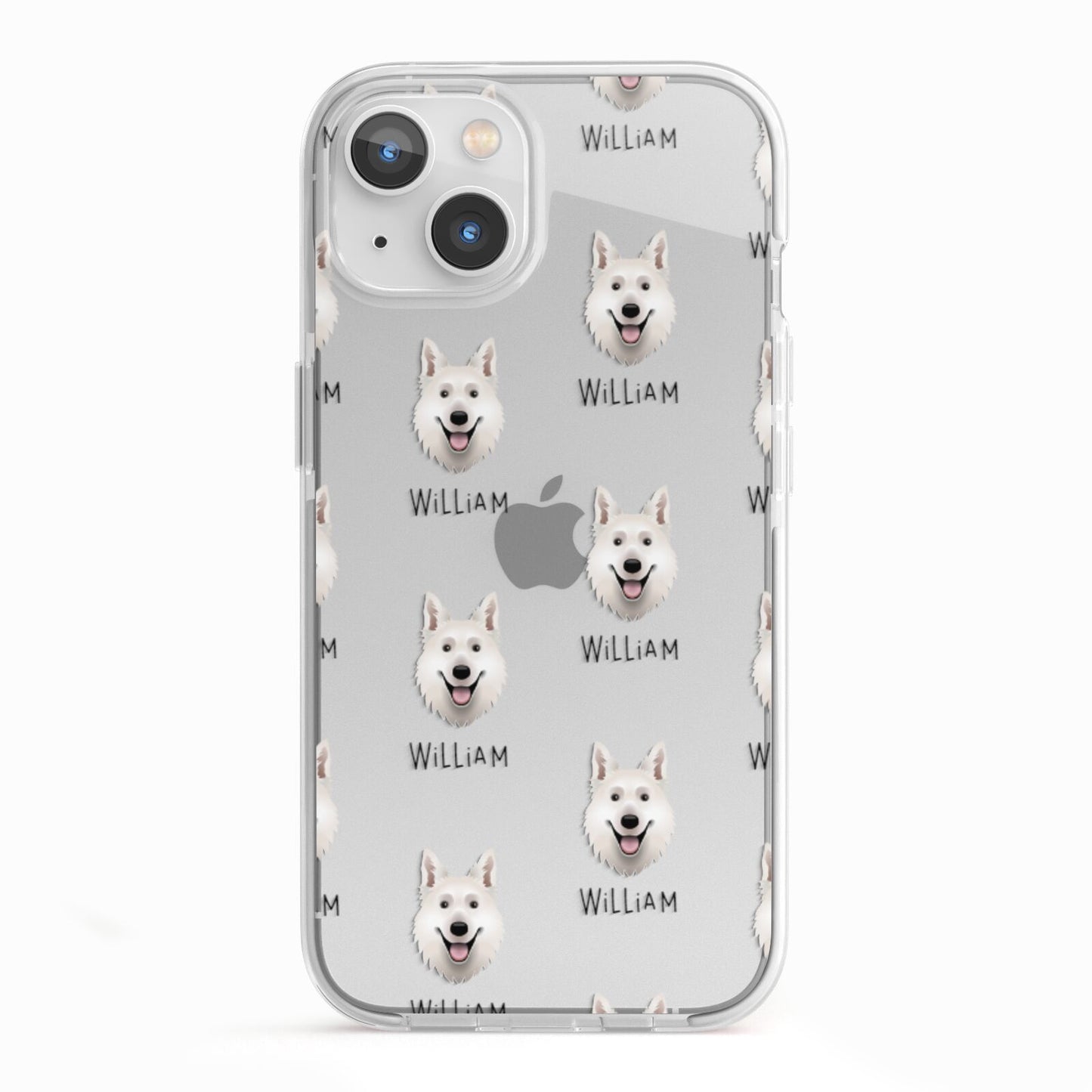White Swiss Shepherd Dog Icon with Name iPhone 13 TPU Impact Case with White Edges