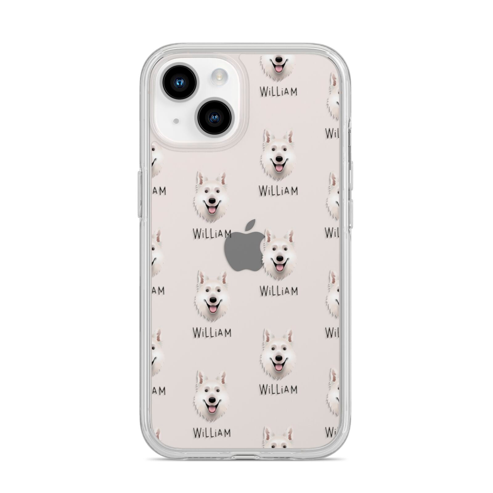 White Swiss Shepherd Dog Icon with Name iPhone 14 Clear Tough Case Starlight