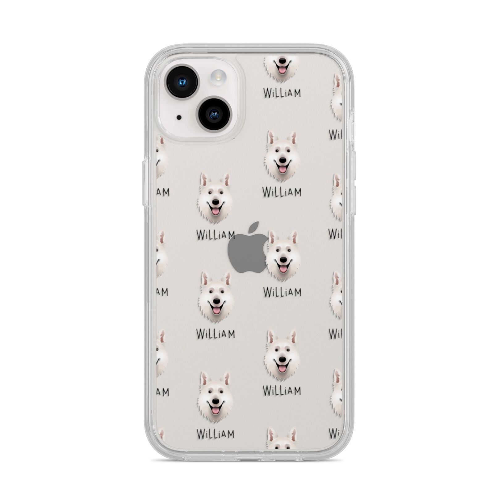 White Swiss Shepherd Dog Icon with Name iPhone 14 Plus Clear Tough Case Starlight