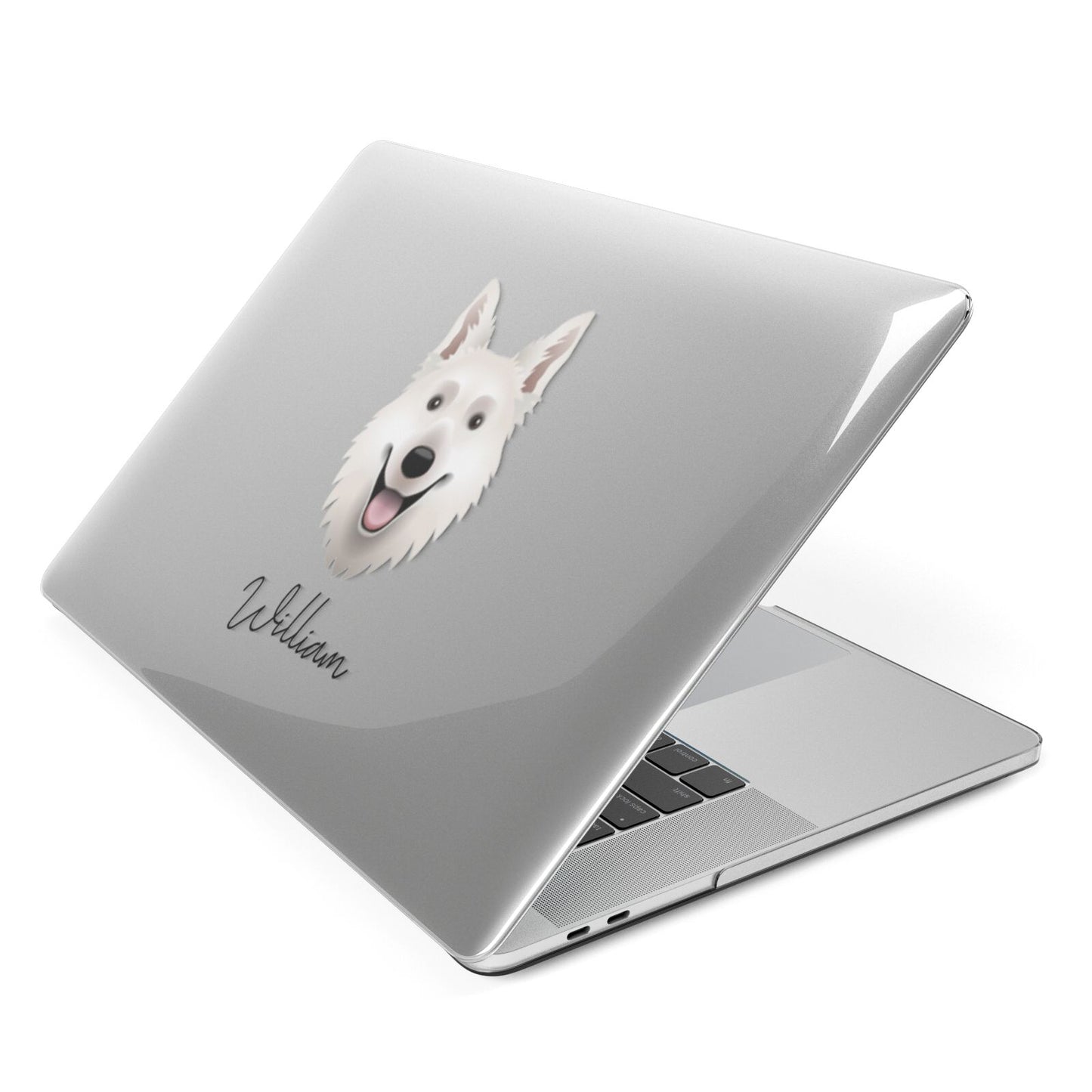 White Swiss Shepherd Dog Personalised Apple MacBook Case Side View