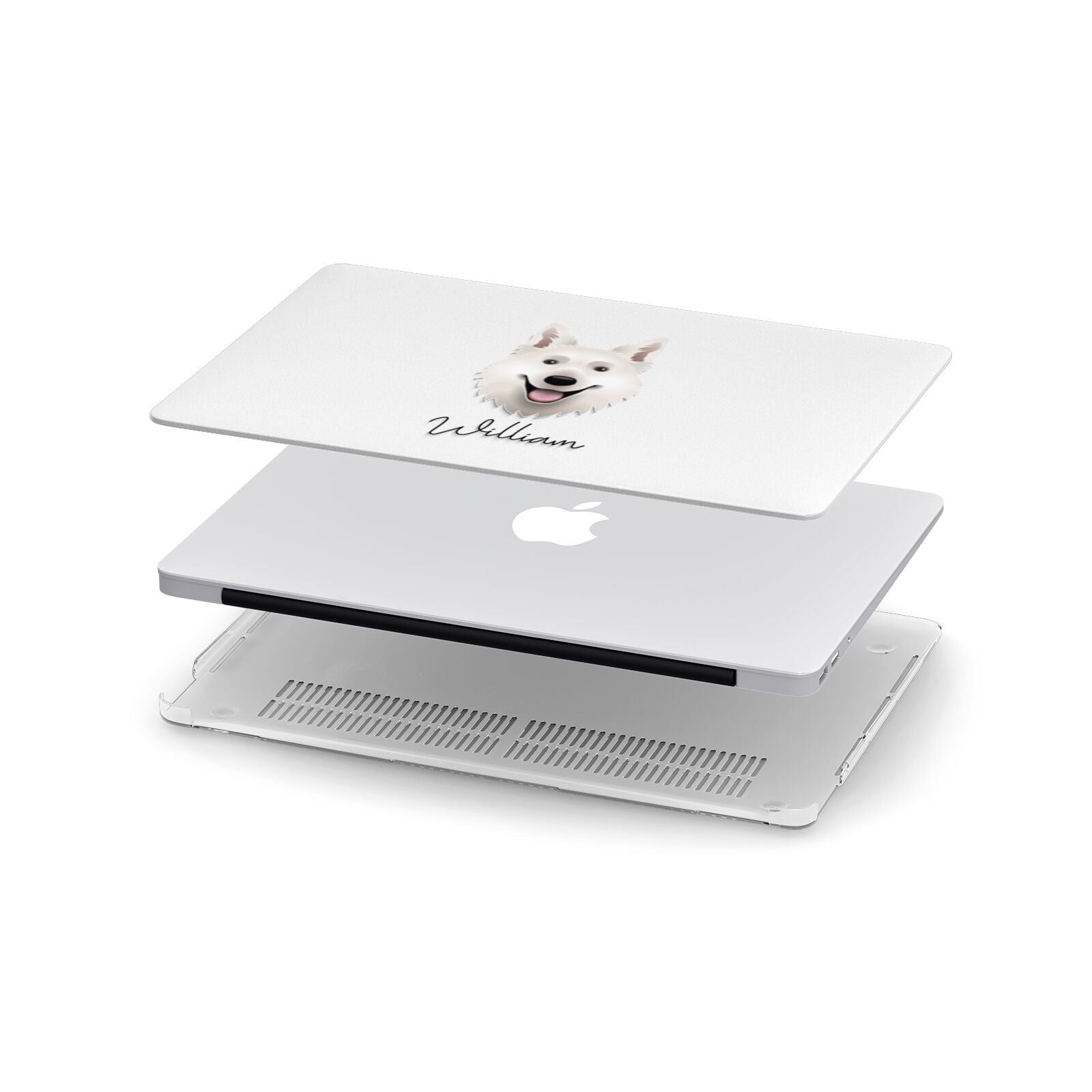 White Swiss Shepherd Dog Personalised Apple MacBook Case in Detail