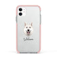 White Swiss Shepherd Dog Personalised Apple iPhone 11 in White with Pink Impact Case